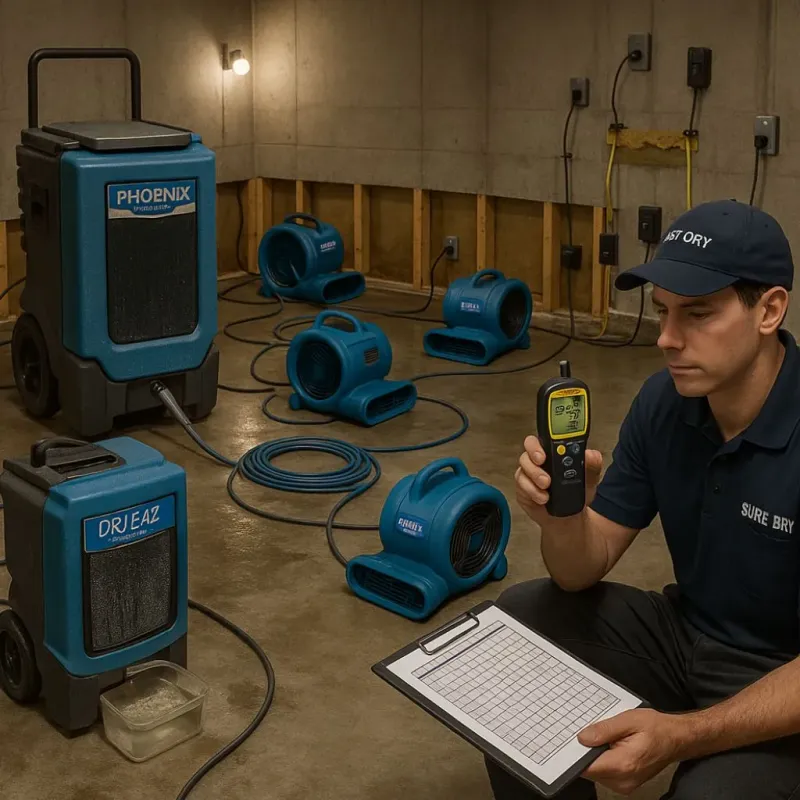Structural Drying and Dehumidification process in Hartley, IA